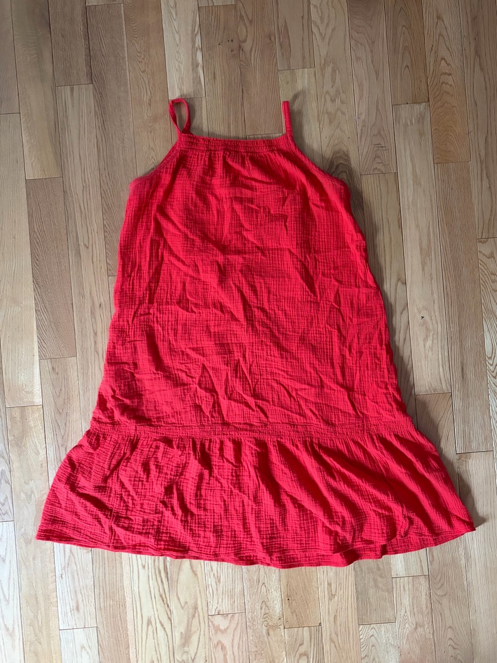H&M Red cotton gauze midi dress M